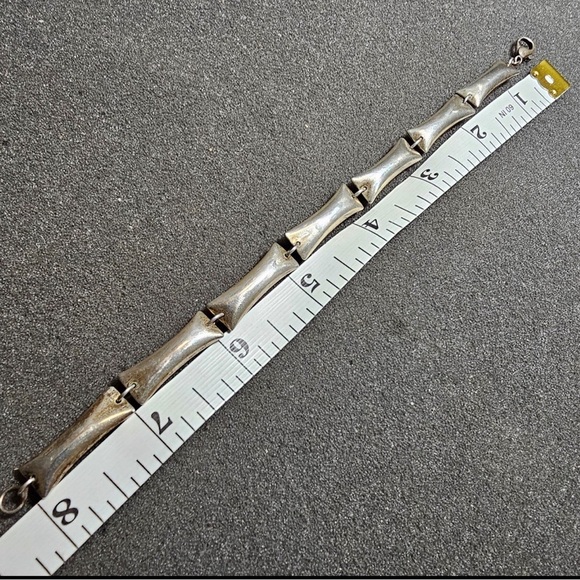 Sterling Silver 925 Puffed Hollow Bar Link Bracelet 8 Inch Long Weighs 17 Grams - Picture 6 of 7